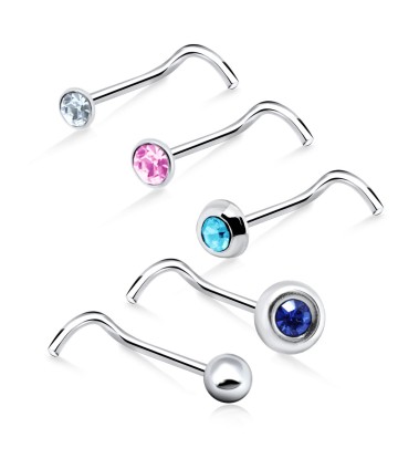 5 Silver Nose Stud Sets NSK-SET-12